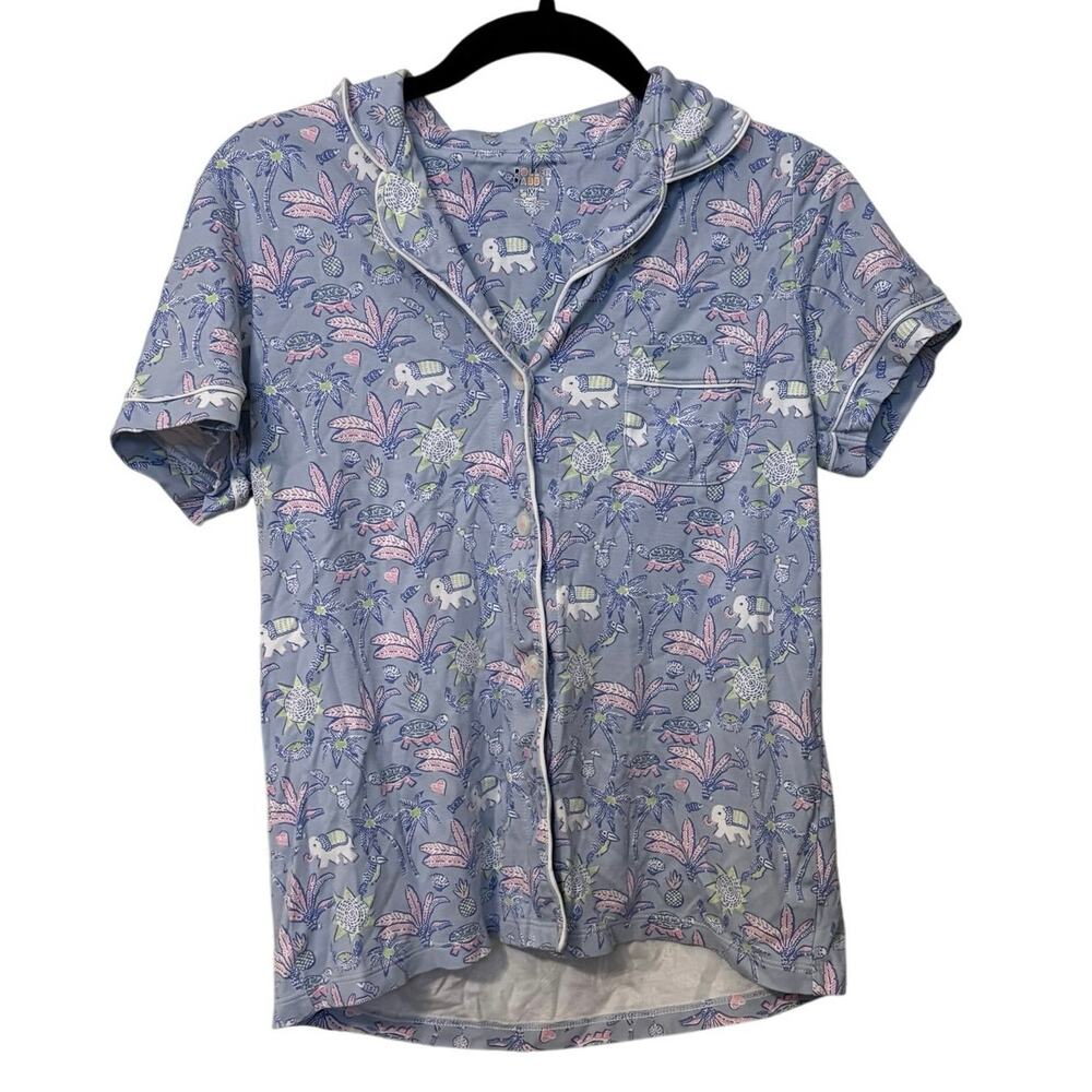 Roller Rabbit 100% Cotton Blue Pink Elephant Print Pajama Set Size Medium - Picture 4 of 9